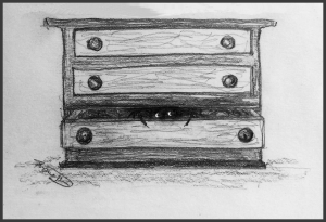 drawing chest of drawers and spider
